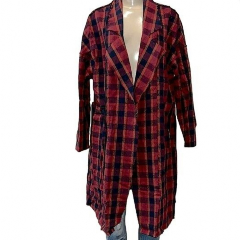 Pol Girl Next Door FlyAway Duster in Plaid sz M EUC $119R - Picture 4 of 10